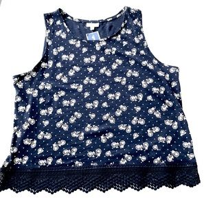 Maison Jules Bicycle Tank Top with Eyelet Trim